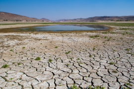 Little water remaining in a drying lake bed. Nevada continues to suffer through a drought. 