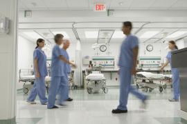 Blurry photos of nurses working in a hospital