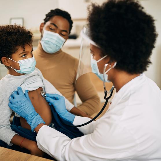 Baby receives a medical exam